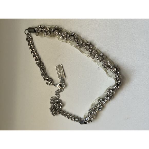 American Eagle Chocker Necklace Rhinestone Bling Ribbon 14-16 Inch - Picture 4 of 5